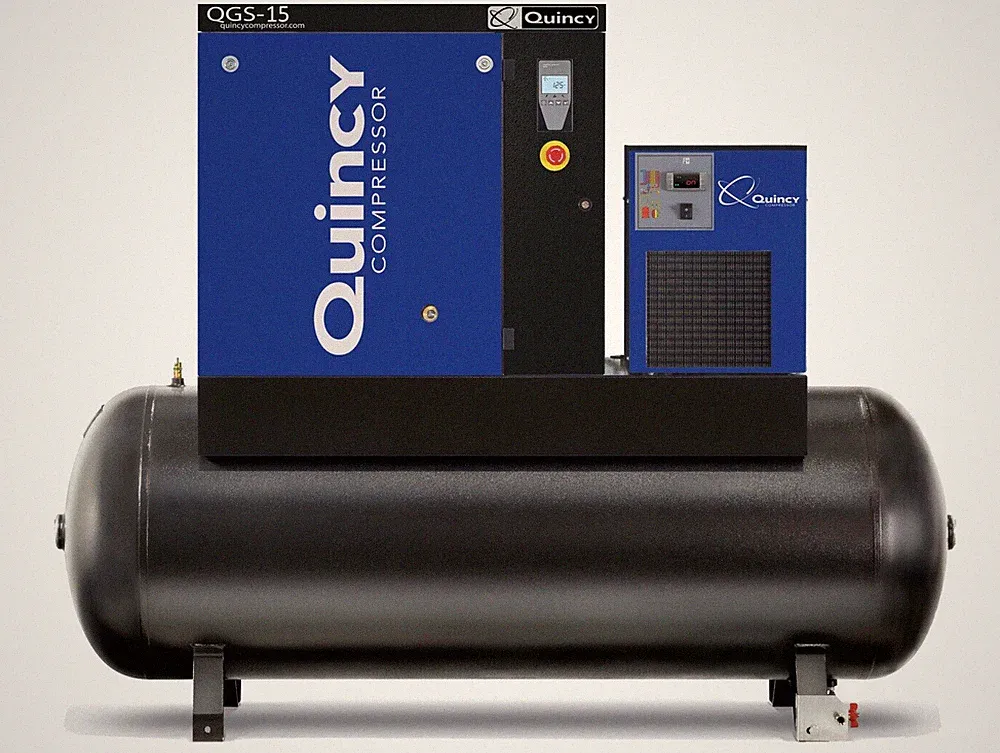 2024 New Quincy QGS-15 Rotary Screw Air Compressor 15 HP w Dryer & 120 G Tank