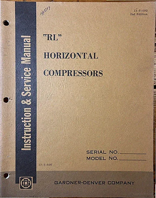 Gardner-Denver RL Horizontal Compressor Manual, Quincy, Illinois